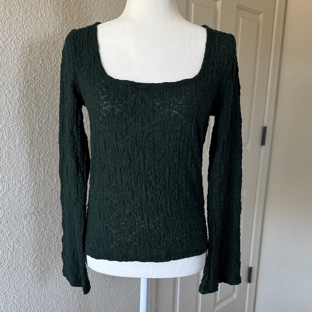 Old Navy Dark Green Textured Blouse